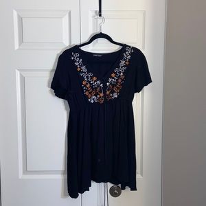 Women’s Shein Dress Size Large Black with Orange and White Flowers